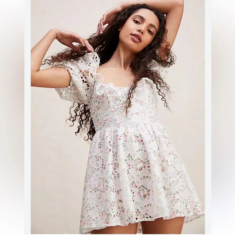 NWT FOR LOVE AND LEMONS Magnolia Mini Dress White XS
